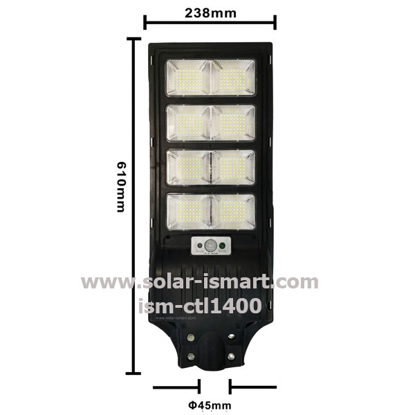 ขนาดไฟถนนโซล่าเซลล์ ISM-CTL1400
