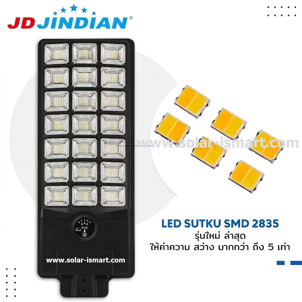 ขนาดโคมไฟถนนโซล่าเซลล์ JD-37210 หลอด LED ชิป 2835
