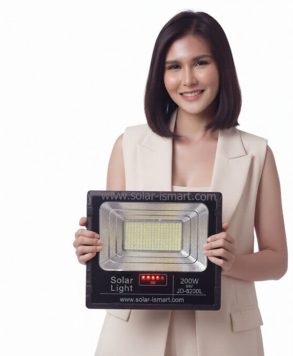 ไฟสปอร์ตไลท์โซล่าเซลล์ JINDIAN JD-8200L ขนาด 200W พร้อมแผงโซล่าเซลล์แยก